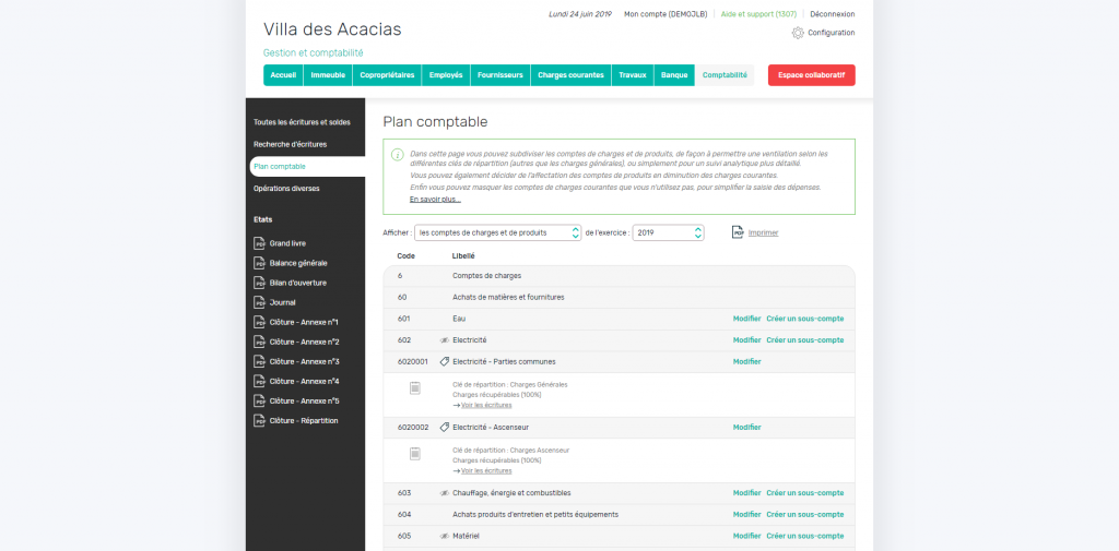 Comptabilité - Plan comptable (extrait)